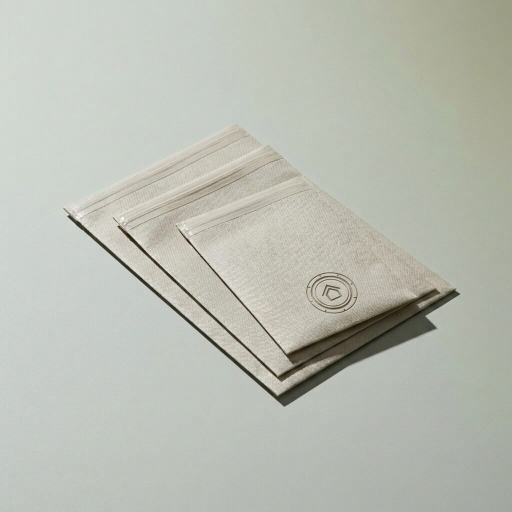 Fire-resistant document bag set — Three sizes, silicone-coated fibreglass
