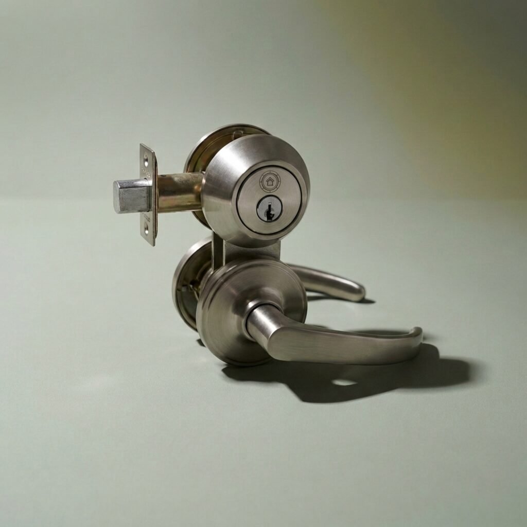 Entry handleset with deadbolt — Handleset + Grade 2 deadbolt, single keyway