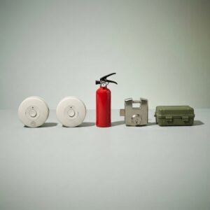 Apartment package — 2 alarms, extinguisher, kit, door hardware