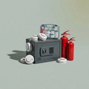 Whole-house safety package — 6 interlinked alarms, 2 extinguishers, kit