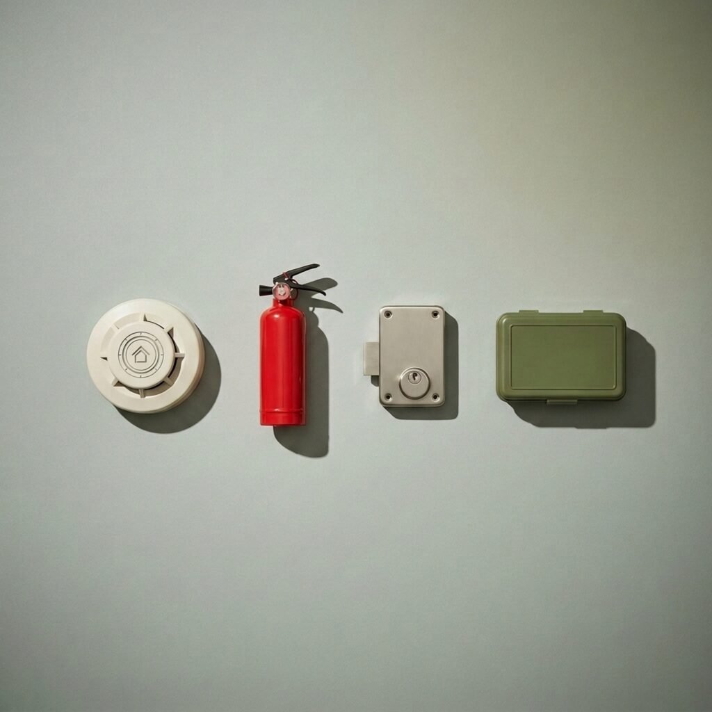 Two-storey complete outfit — Detection, gas, leak, suppression, egress, aid