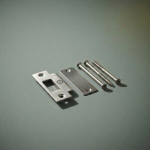 Door strike reinforcement kit — 16-gauge steel, 3 in screws