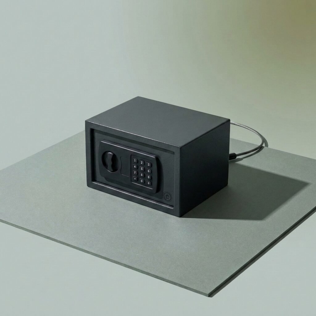 Under-bed safe, keypad — 0.35 cu ft, keypad, tether cable